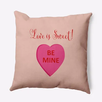 16x16 Valentines Day Love is Sweet Square Throw Pillow Sunwashed Brick - e by design