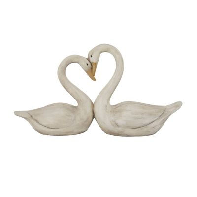 17 x 32 Country Cottage Magnesium Oxide Swans Garden Sculpture White - Olivia & May: Patio Decorative Object