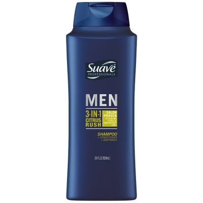 Suave Men 3-in-1 Shampoo Conditioner Body Wash for Gentle Cleansing and Conditioning Citrus Rush - 28 fl oz