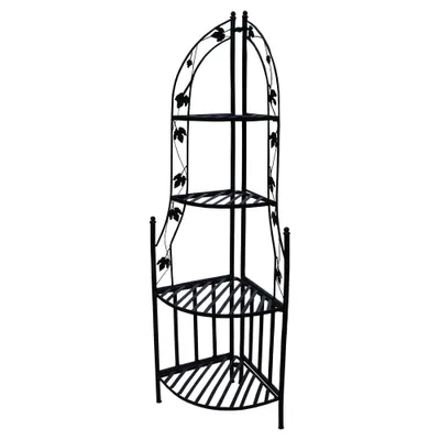 21 Corner Plant Stand - Black - Oakland Living: 4-Tier Steel, Weather-Resistant