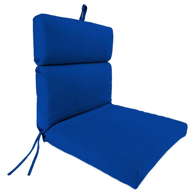 Outdoor French Edge Dining Chair In Sunbrella Canvas  - Jordan Manufacturing: UV & Water-Resistant Patio Cushion with Ties