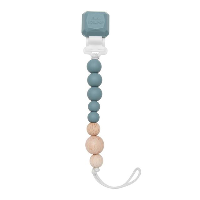 Loulou Lollipop Silicone + Wood Soother Holder in Silicone Clip