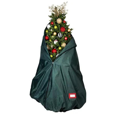 TreeKeeper Decorated Upright Tree Storage Bag with Rolling Tree Stand: Christmas Tree Storage, Compression & Moving Bag