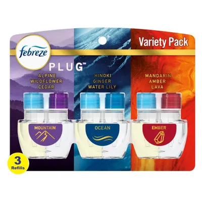 Febreze Plug Variety Pack Air Freshener - Elemental - 2.63 fl oz/3pk