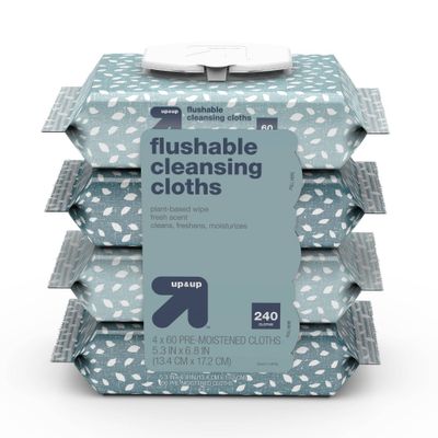 Flushable Cleansing Cloths - 4pk/60 ct - up & up