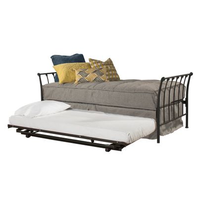 Twin Midland Backless Trundle Daybed Black - Hillsdale Furniture: Sleigh Style, Metal Frame, No Box Spring Needed