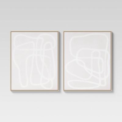(Set of 2) 24 x 30 Line Drawing Wall Canvases Gray/White - Threshold