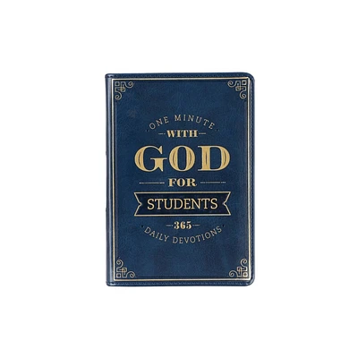 One Minute with God for Students Devotional, Navy Faux Leather Flexcover - (Leather Bound)