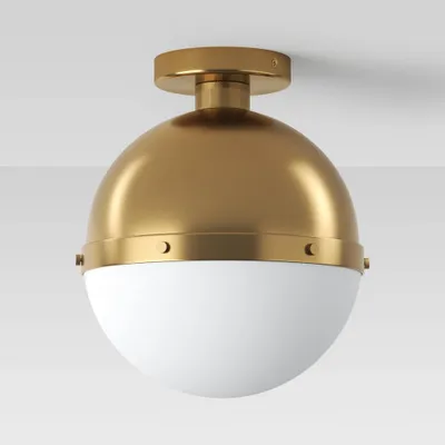 Globe Flush Mount Light Fixture Brass/White - Threshold: ETL Listed, 1-Bulb, Modern Home Decor