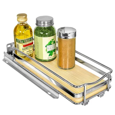 Lynk Professional Slide Out Vertical 4.25 Single Metal/Wood Spice Rack Silver