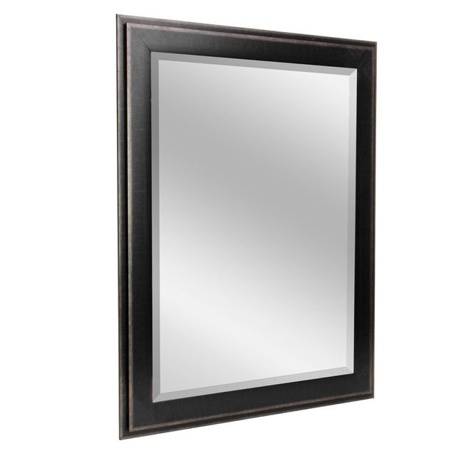 31.5 x 43.5 Two-Toned Frame Mirror Black - Head West: Beveled Glass, Antique Texture, No Assembly Required