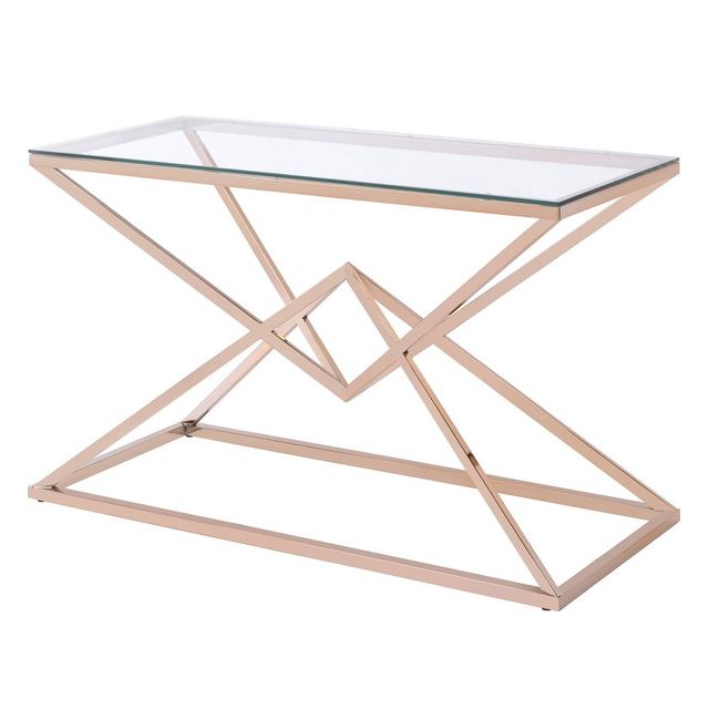 Justi Glass Top Sofa Table Gold Plating - miBasics: Steel Frame, Entryway, Modern Design, 47.25W