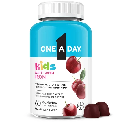 One A Day Kids Multivitamin Gummies with Iron and Vitamin D - Cherry Flavor - 60ct