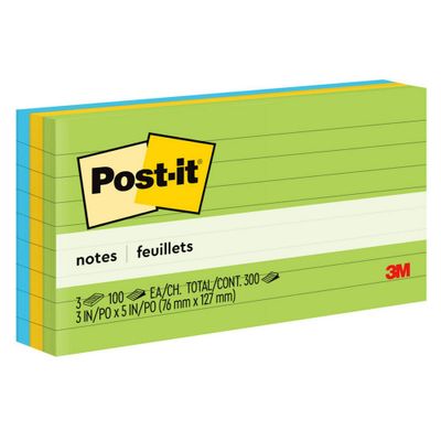 Post-it Notes 3pk 3 x 5 100 Sheets/Pad Floral Fantasy Collection
