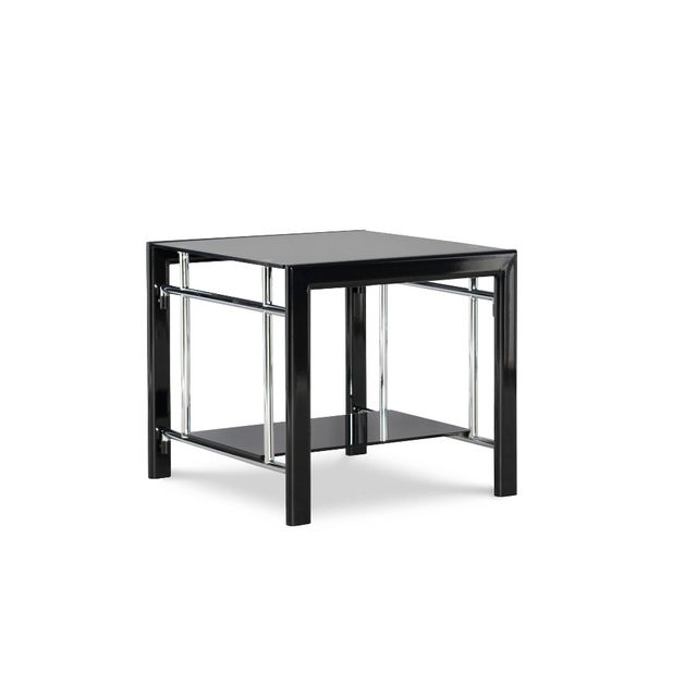 Saroyan Modern End Table Glass and Metal End Table Black - Powell