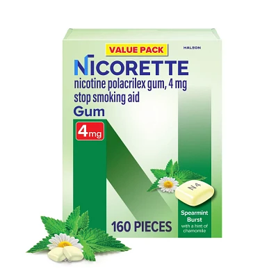 Nicorette 4mg Stop Smoking Aid Nicotine Gum - Spearmint Burst - 160ct