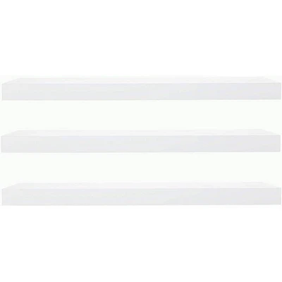 Kiera Grace (Set of 3) 24 Maine Wall Shelves White: MDF Floating Shelving for Office, Includes Mounting Hardware