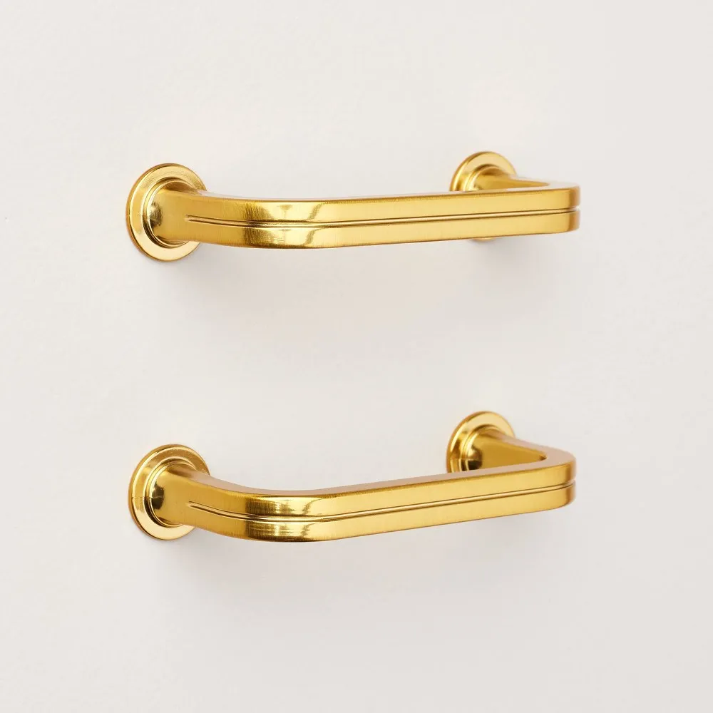 3 Classic Etched Drawer Pulls Brass Plated (Set of 2): Zinc Alloy, Spring Collection - Hearth & Hand with Magnolia