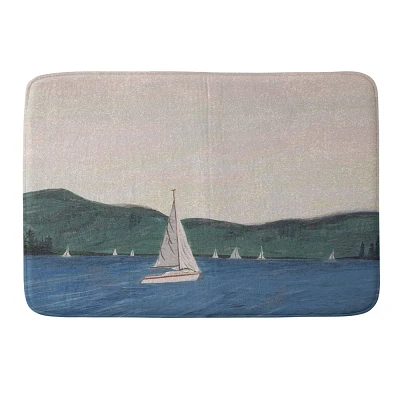 Deny Designs Britt Does Design Sailboats Memory Foam Bath Mat Blue