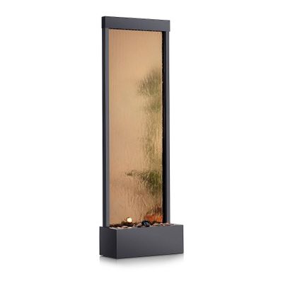 72 Metal Mirror Waterfall Fountain with Stones and Lights Bronze - Alpine Corporation