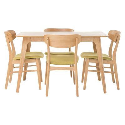 5pc Lucious Dining Set Natural Oak/Green Tea - Christopher Knight Home: Mid-Century, 4 Chairs