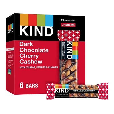 KIND Bars Dark Chocolate Cherry Cashew Gluten Free Snacks - 6ct