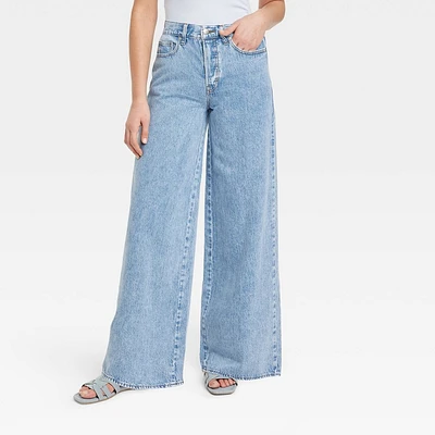 Women Mid-Rie Super Wide Leg Jean