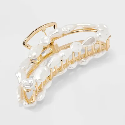 Metal with Pearl Claw Hair Clip - A New Day White