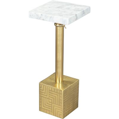 Rumi Side Table Marble White - ZM Home: Chrome-Plated, Iron Frame, Modern Drink Table