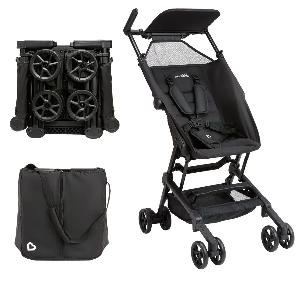 Munchkin Sparrow Ultra Compact Travel Stroller - Black | The Market Place