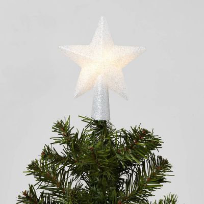 Lighted Mini Christmas Tree Topper  Glitter with Separate Battery Pack & Lead in Wire - Wondershop