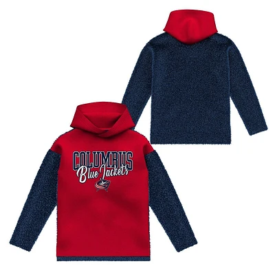 NHL Columbus Blue Jackets Girls Faux Fur Long Sleeve Hooded Sweatshirt