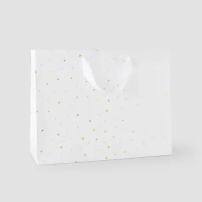 Foil Heart Pattern Medium Gift Bag White/Gold - Sugar Paper + Target