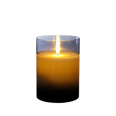 LumiPur 5 Design Glass Flameless Wax LED Candle Silver