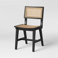 Tormod Backed Cane Dining Chair Black/Natural - Threshold: Rattan High Back, Armless, Wood Legs