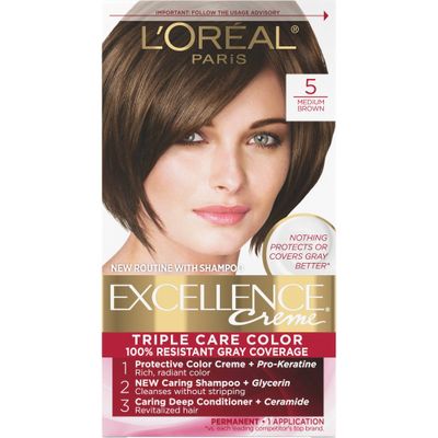 LOreal Paris Excellence Triple Protection Permanent Hair Color - 6.3 fl oz - 5 Medium Brown - 1 Kit