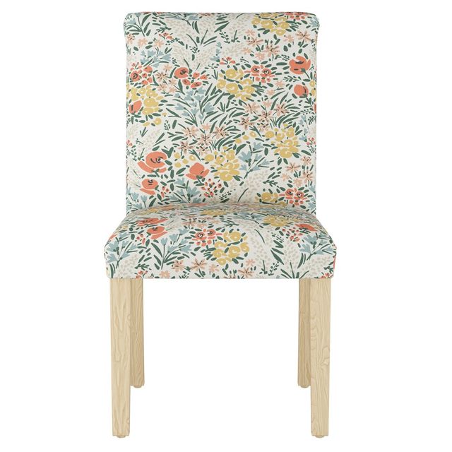 Skyline Furniture Parsons Dining Chair Cameilla: Upholstered Linen & Cotton, Floral Pattern