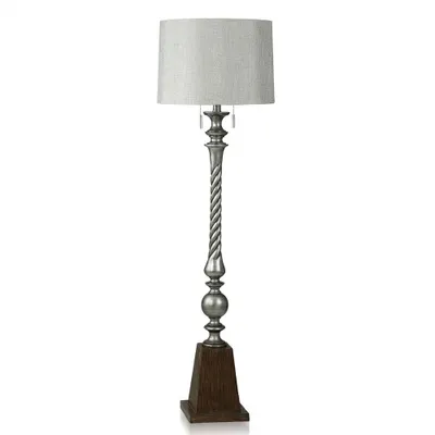 StyleCraft India Painted Silver Swirl with Double Pull Chain Floor Lamp : Transitional Style, 60W, UL Listed, Polyresin Body