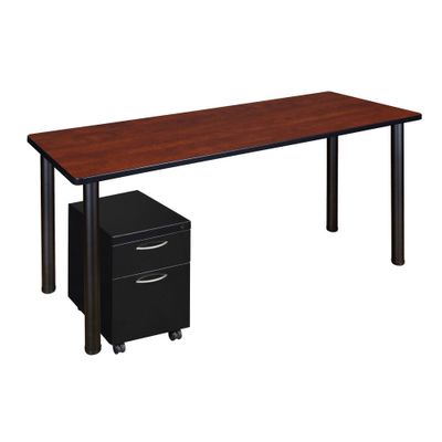 60 Rochester Single Mobile Pedestal Desk Cherry/Black - Regency