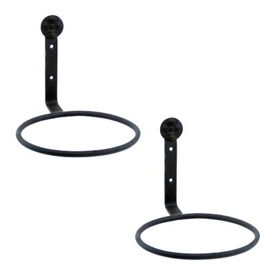 Set of 2 6 Wall Mounted Flower Pot Holder Ring Brackets Black - ACHLA Designs: Iron Planter Hangers for Indoor/Outdoor Use