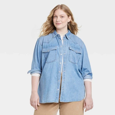 Womens Long Sleeve Denim Shirt