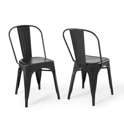 Set of 2 Promenade Bistro Dining Side Chair  - Modway: Cafe-Inspired, Metal Frame, Non-Marking Caps