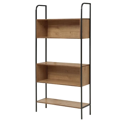 24/7 Shop At Home 66.75 Genifa Bookcase with 5 Shelves Distressed Oak