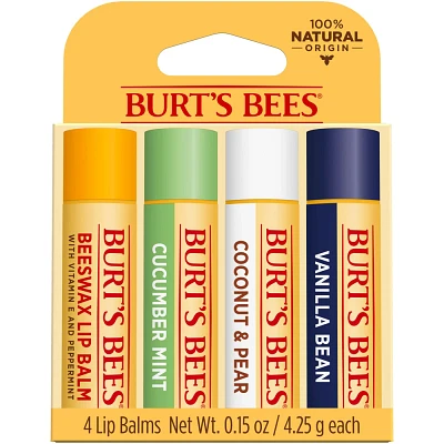 Burts Bees Beeswax + Cucumber Mint + Coconut & Pear + Vanilla Bean Lip Balm - 4pk/0.6oz