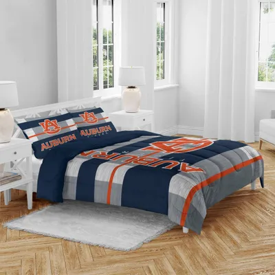 NCAA Auburn Tigers Heathered Stripe Queen Bedding Set in a Bag - 3pc