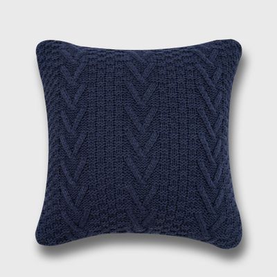 20x20 Oversize Chunky Sweater Knit Square Throw Pillow Navy - Evergrace