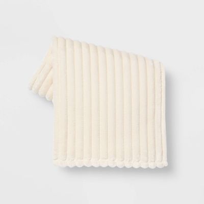 Ribbed Plush Throw Blanket White - Room Essentials