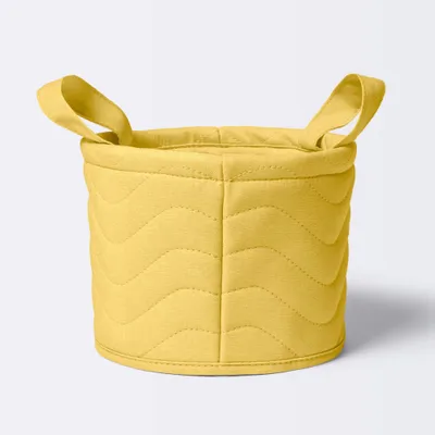 Quilted Fabric Small Round Storage Basket - Yellow - Cloud Island