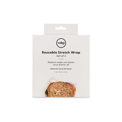 W&P Design Reusable Silicone Stretch Food Wrap Set - 3pc