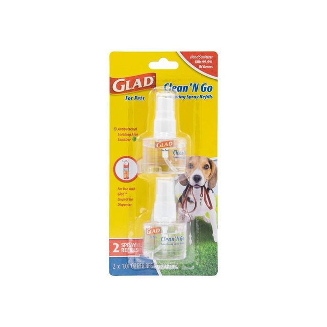 Glad Sanitizing Spray Refills for Clean & Go Dog Waste Bag Dispenser - Tropical - 1.01oz/2pk